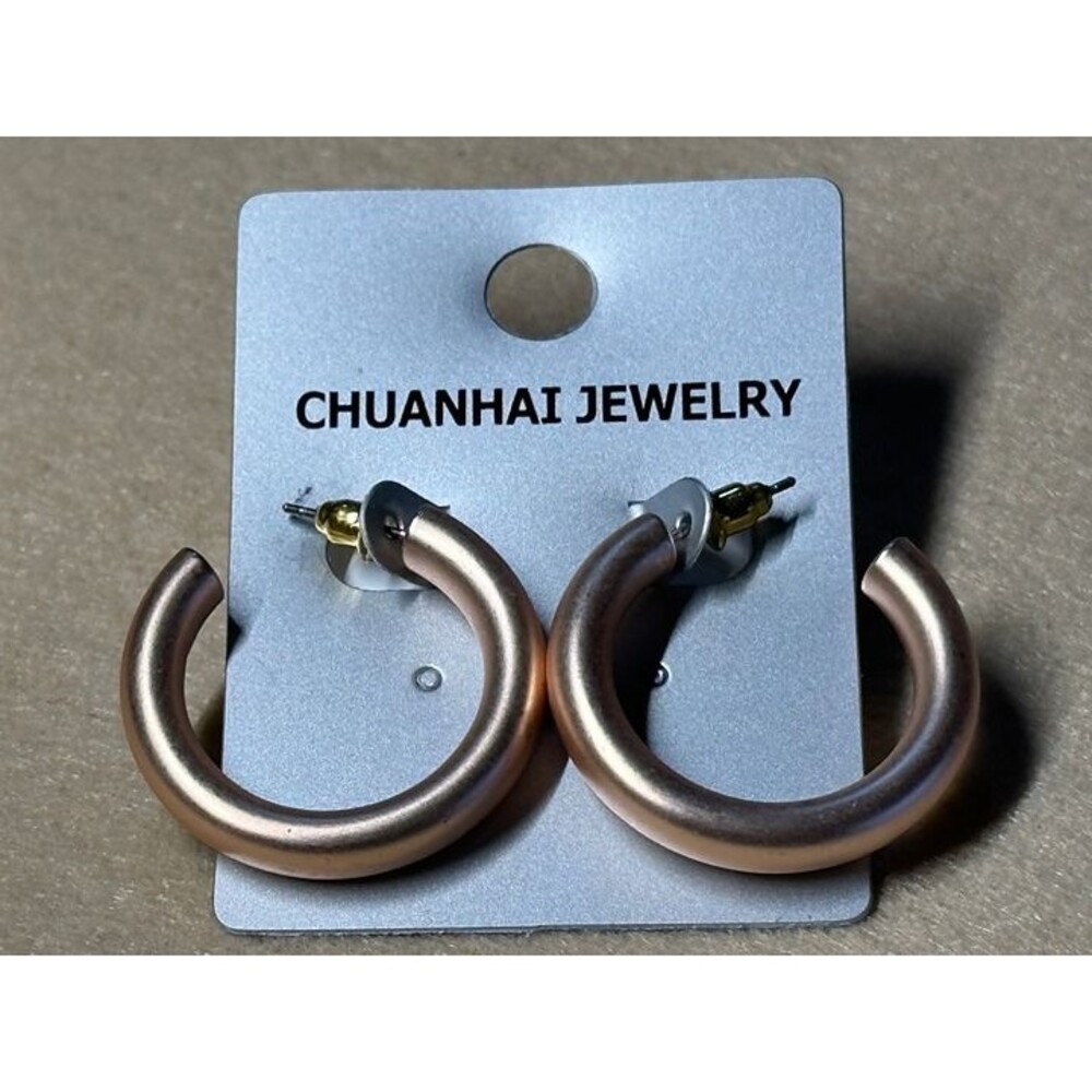 chuanhai jewelry rose gold tone matte round hoop earrings statement nwt new gift